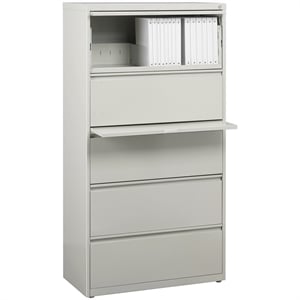 Scranton & Co 5-Drawer Modern Metal Lateral Filing Cabinet in Light Gray