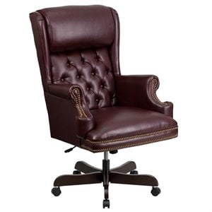 scranton & co leather office chair in burgundy