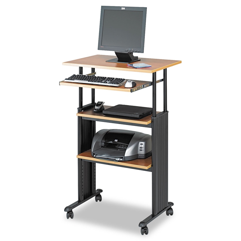 Scranton & Co Standing Height Adjustable Workstation in Medium Oak