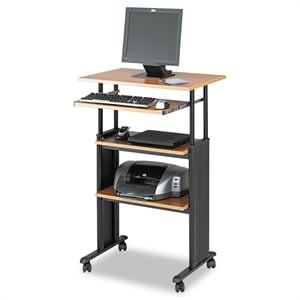 Scranton & Co Standing Height Adjustable Workstation in Medium Oak