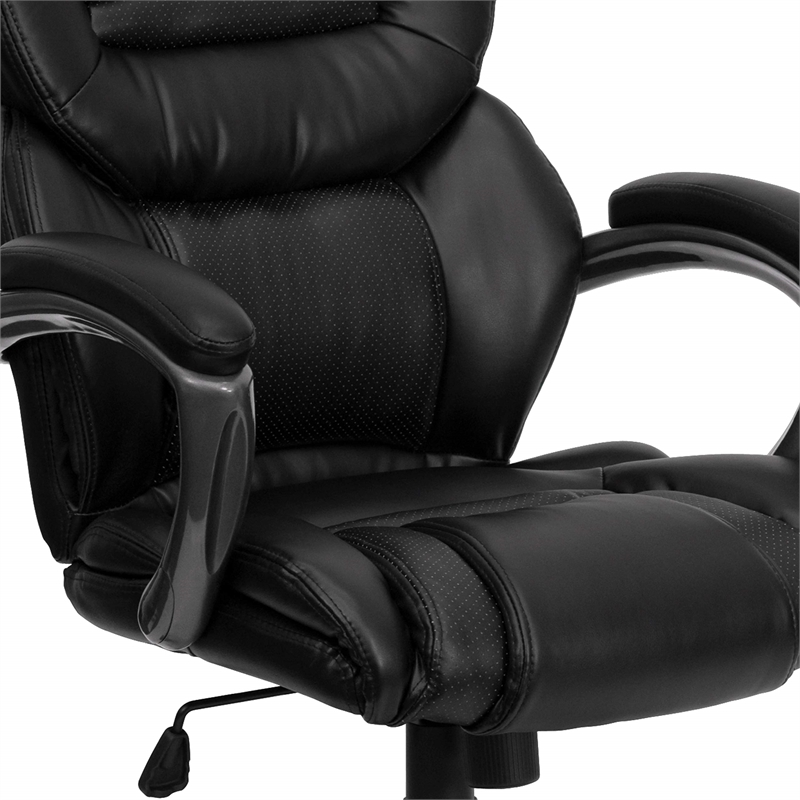 Scranton & Co Faux Leather High Back Office Chair with Padded Loop Arms in Black