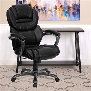 Scranton & Co Faux Leather High Back Office Chair with Padded Loop Arms in Black