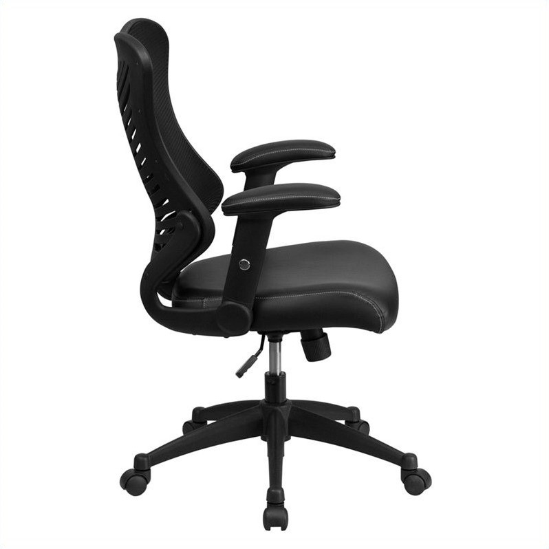 Scranton & Co High Back Mesh Leather Office Chair in Black
