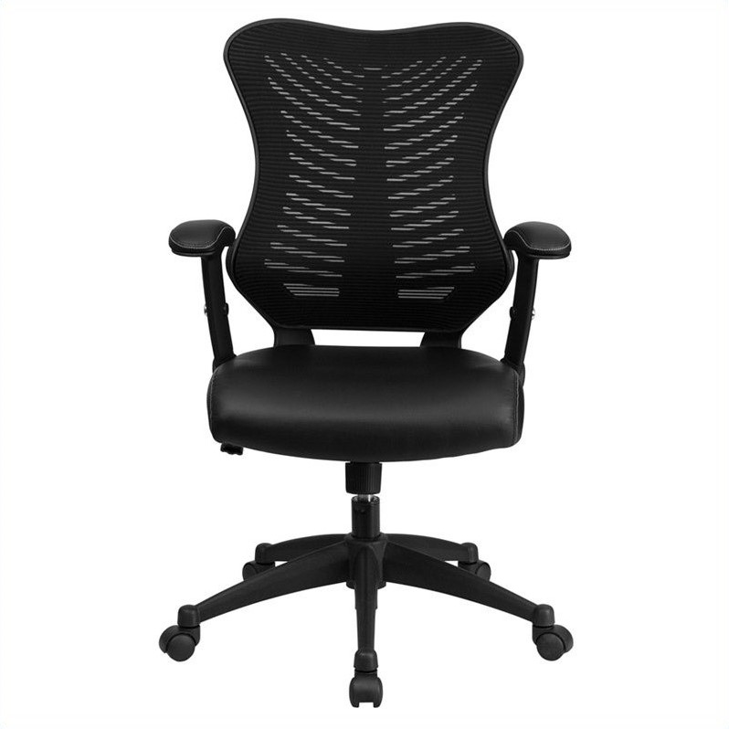 Scranton & Co High Back Mesh Leather Office Chair in Black