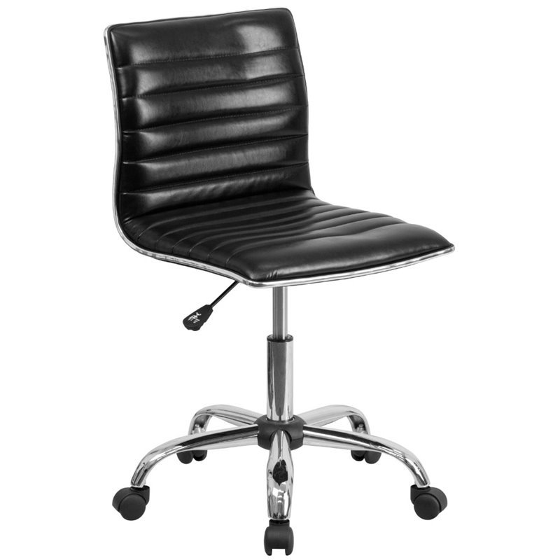Scranton & Co Ribbed Faux Leather Office Chair in Black