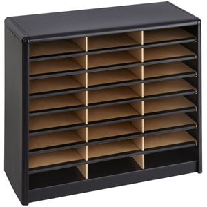 scranton & co 24 compartment metal flat files organizer in black 