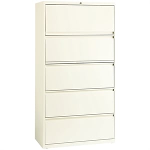 Scranton & Co 36&quot 5-Drawer Modern Metal Lateral Filing Cabinet in Off White