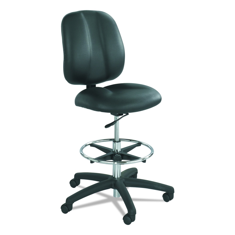 Scranton & Co Extended Height Vinyl Drafting Chair in Black
