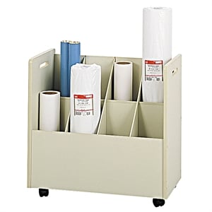 Scranton & Co Wood Mobile Roll Files 8 Compartments in Putty