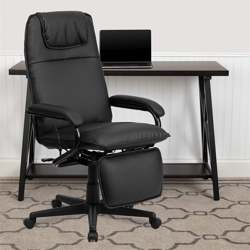 Scranton & Co High Back Leather Reclining Office Chair in Black