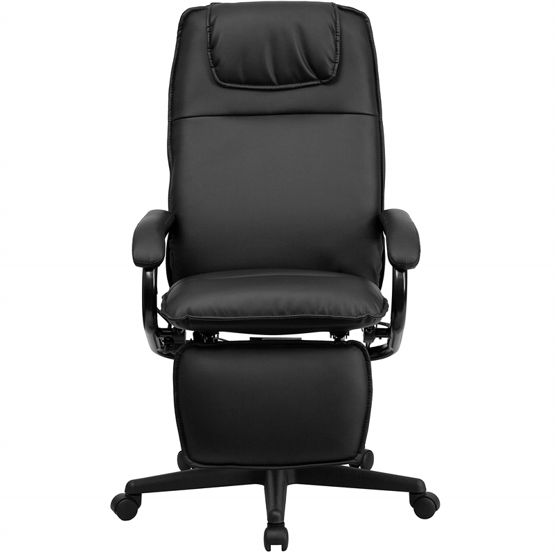Scranton & Co High Back Leather Reclining Office Chair in Black