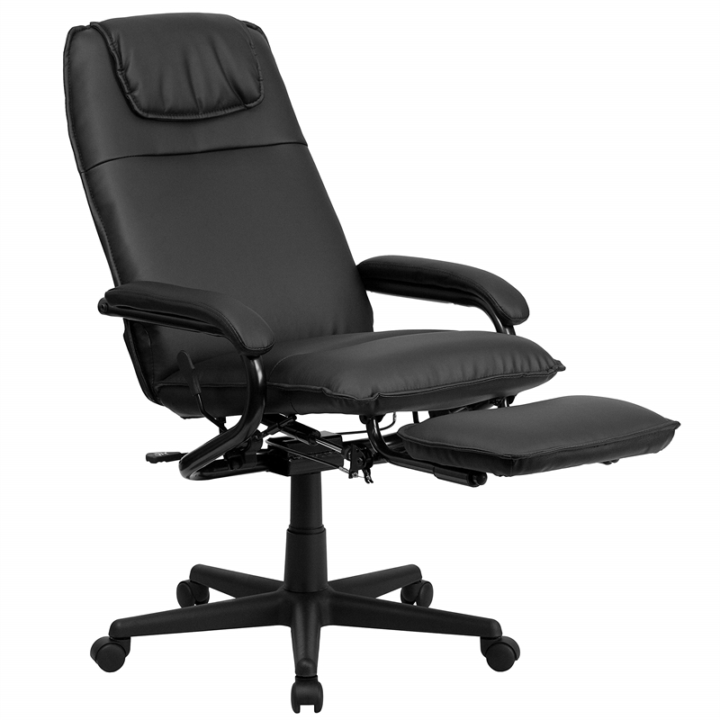 Scranton & Co High Back Leather Reclining Office Chair in Black