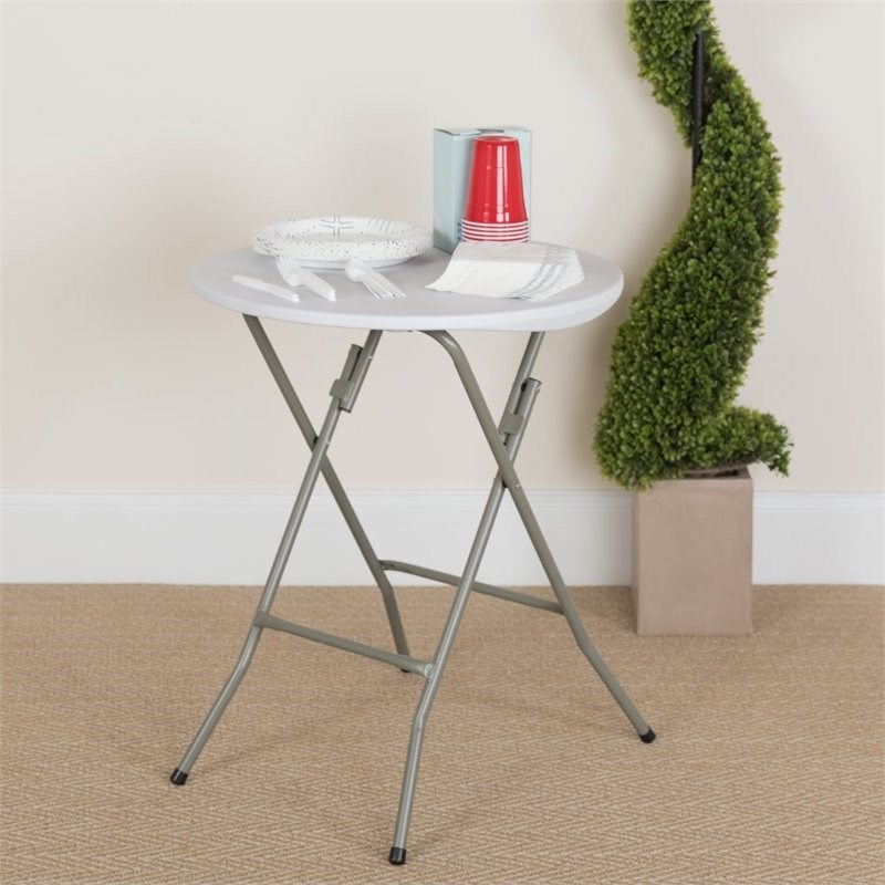Scranton & Co Plastic White Folding Table Round 24