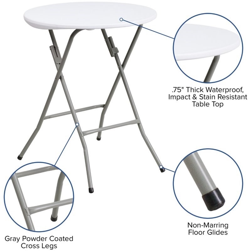 Scranton & Co Plastic White Folding Table Round 24