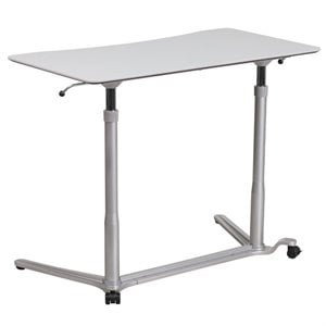 scranton & co adjustable computer desk with casters in gray