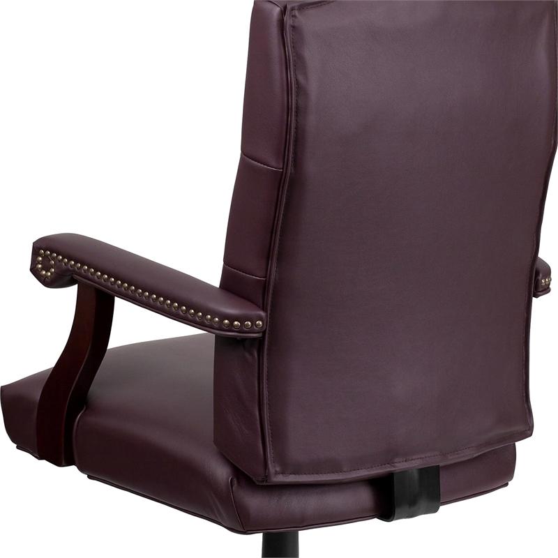Scranton & Co Leather Swivel Office Chair in Burgundy