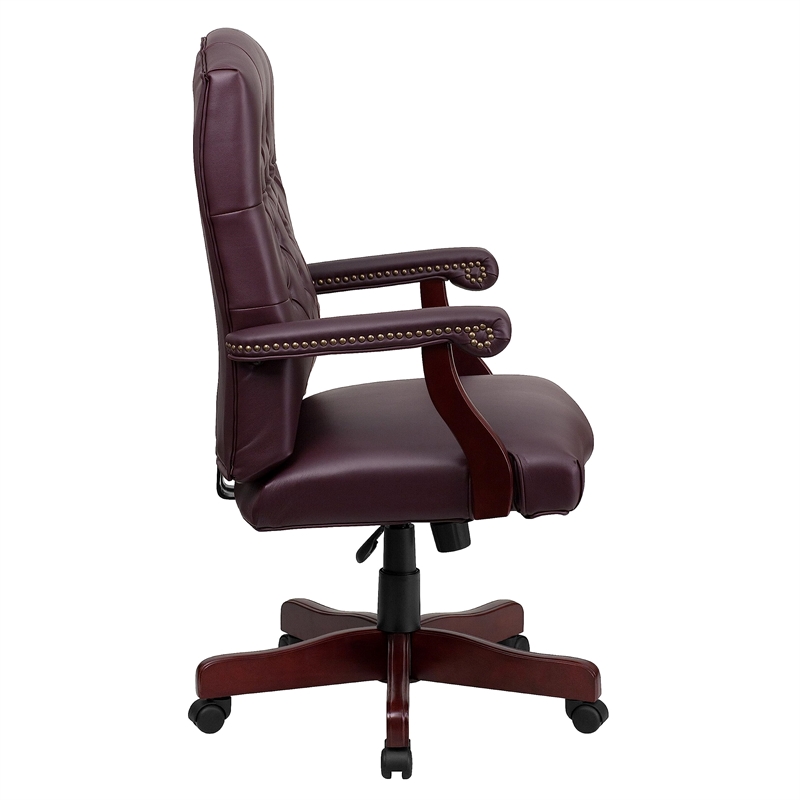 Scranton & Co Leather Swivel Office Chair in Burgundy