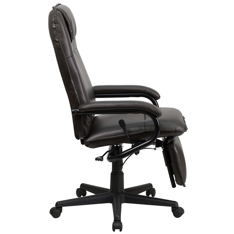 Scranton & Co High Back Leather Reclining Office Chair in Brown
