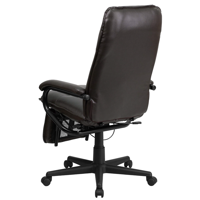 Scranton & Co High Back Leather Reclining Office Chair in Brown