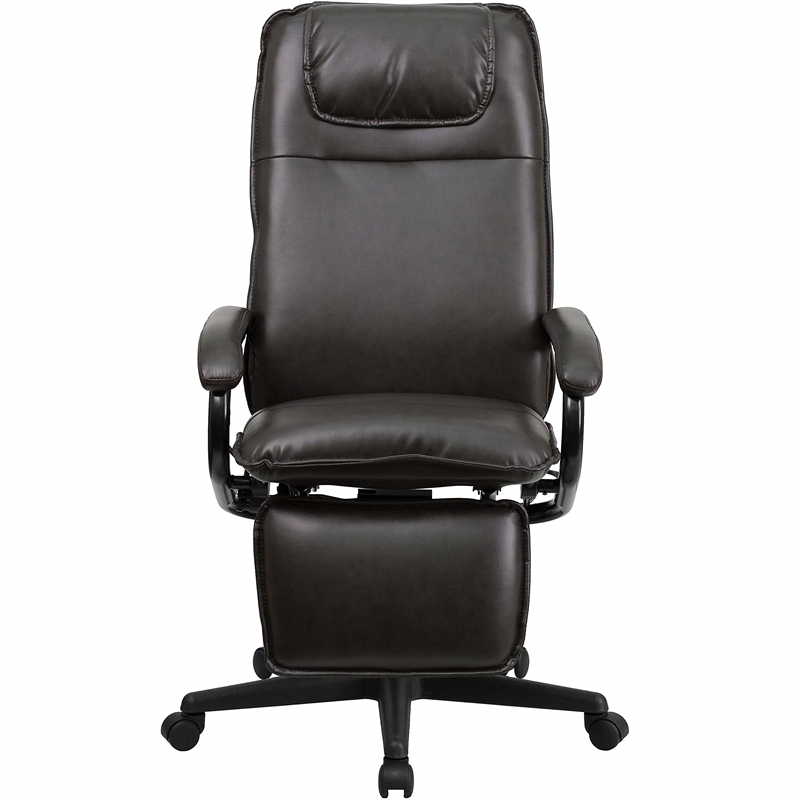 Scranton & Co High Back Leather Reclining Office Chair in Brown