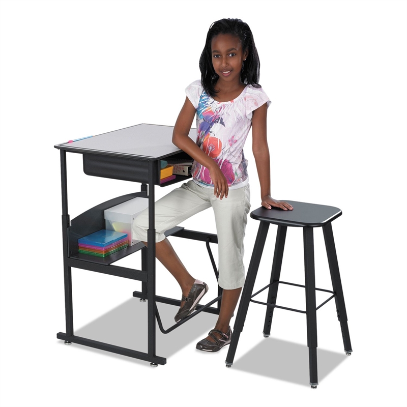 Scranton & Co Adjustable Height Stool with Beige Seat