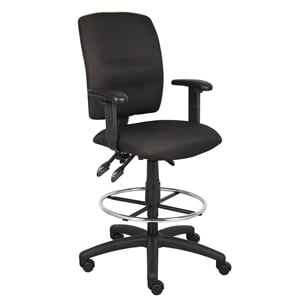Scranton & Co 48&quotH Modern Crepe Fabric Multi Function Drafting Stool in Black