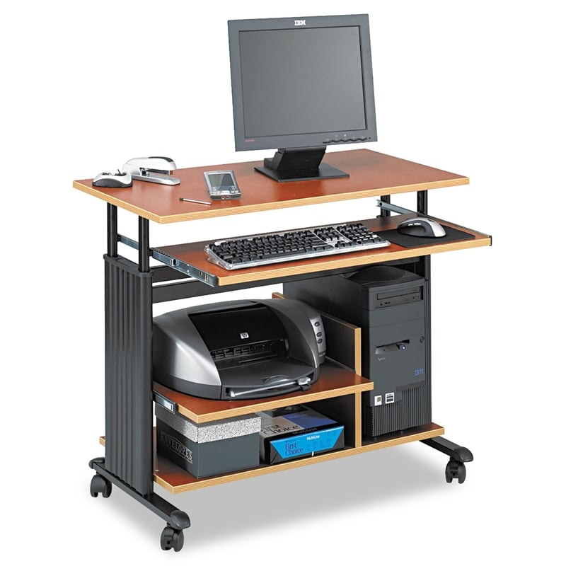 Scranton & Co Mini Tower Height Adjustable Wood Workstation in Cherry