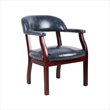 Scranton & Co Modern Vinyl Faux Leather Captains Chair in Blue/Mahogany