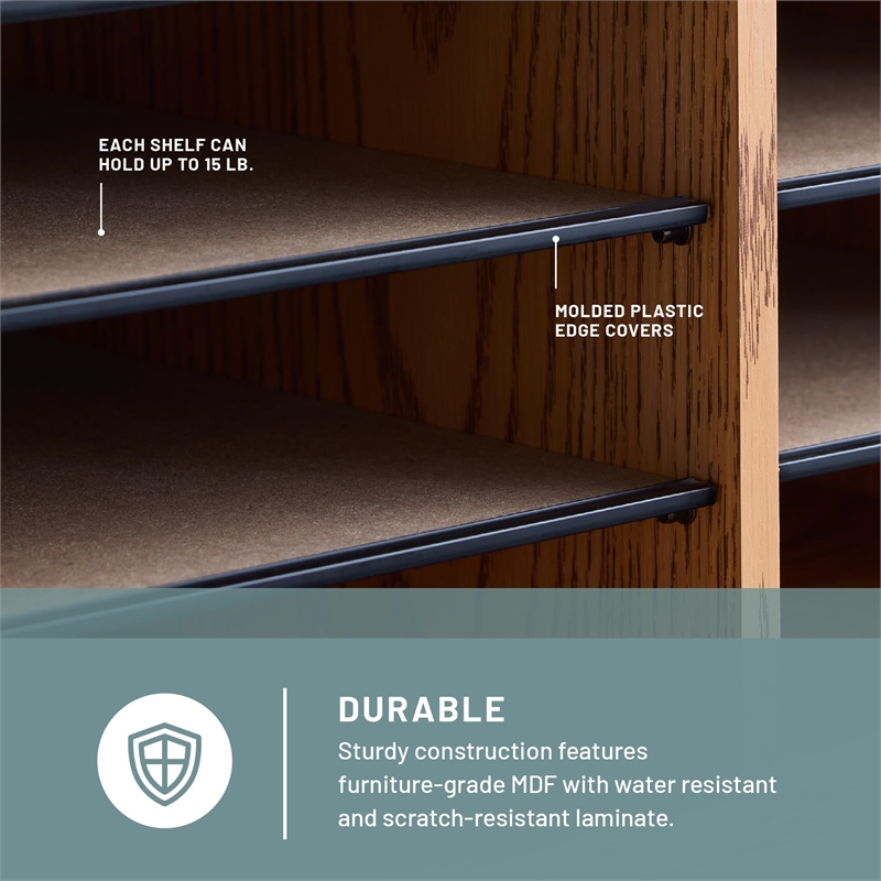 Scranton & Co 12 Compartment Adjustable File Organizer in Medium Oak