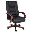 Scranton & Co Leather/Wood High Back Executive Office Chair in Black/Cherry