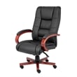 Scranton & Co Leather/Wood High Back Executive Office Chair in Black/Cherry