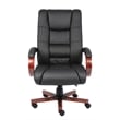 Scranton & Co Leather/Wood High Back Executive Office Chair in Black/Cherry