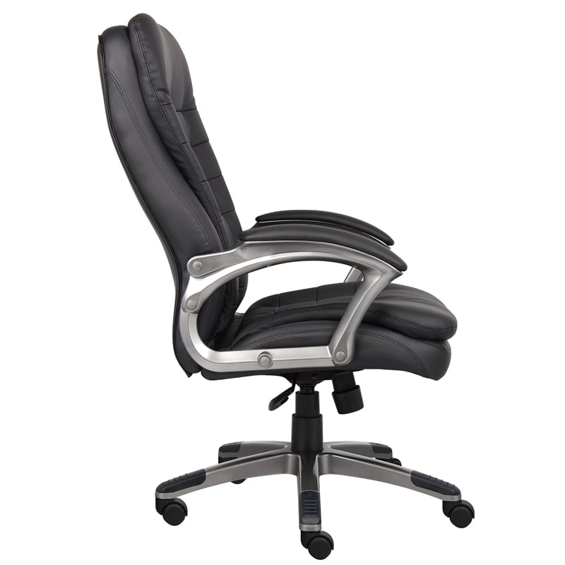 Scranton & Co Leather High Back Pillow Top Executive Office Chair in Black