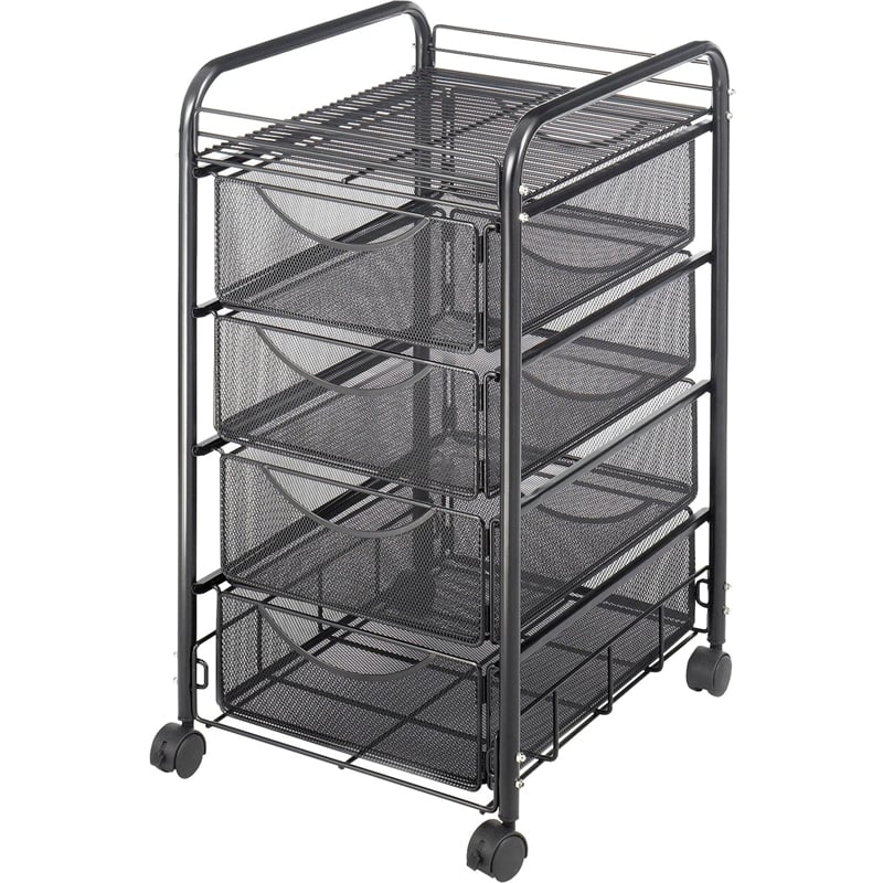 Scranton & Co Mesh File Cart with 4 Drawers in Black