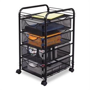 scranton & co mesh file cart with 4 drawers in black