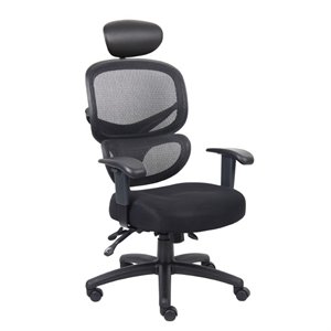 Scranton & Co Transitional Fabric Multi-Function Headrest Task Chair in Black