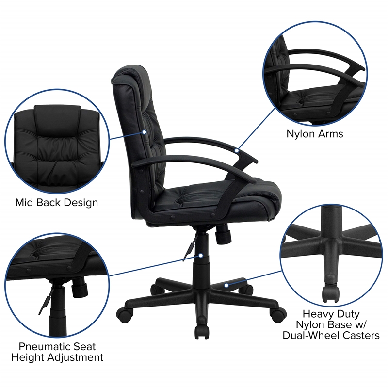 Scranton & Co Mid Back Black Leather Office Chair