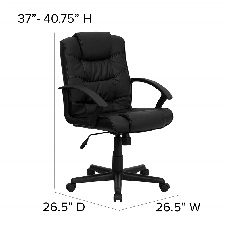 Scranton & Co Mid Back Black Leather Office Chair