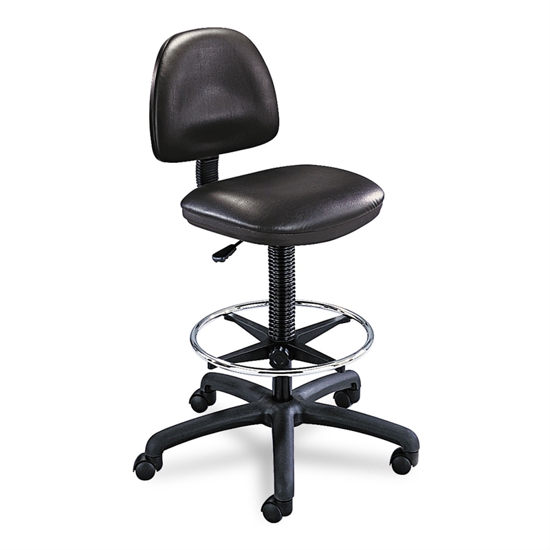 Scranton & Co Black Vinyl Drafting Chair with Ring Foot Rest