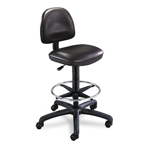 Scranton & Co Black Vinyl Drafting Chair with Ring Foot Rest