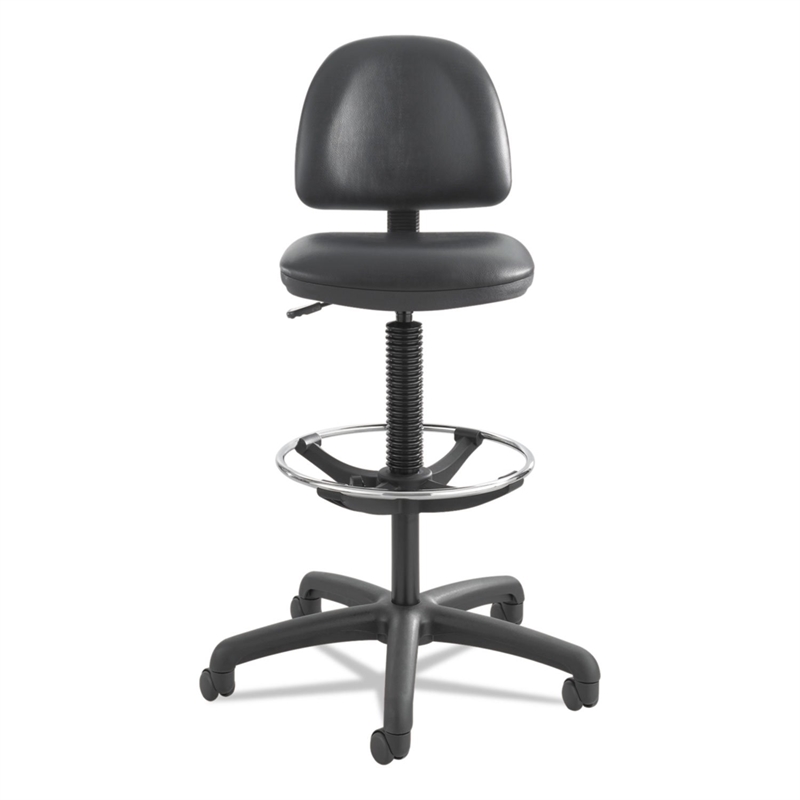 Scranton & Co Black Vinyl Drafting Chair with Ring Foot Rest