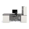 Scranton & Co U-Shape Home Office Set with 1 Oversized Pedestal in Sandstone and Slate
