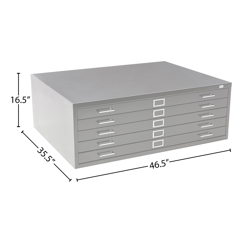 Scranton & Co 5 Drawers Modern Metal Flat Files Cabinet in Black