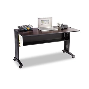 Scranton & Co 54&quot Reversible Top Mobile Metal Computer Desk in Mahogany and Oak
