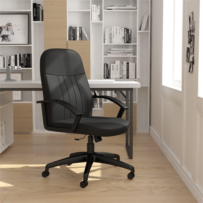 Scranton & Co Fabric Upholstered Executive Office Chair with Arms in Black