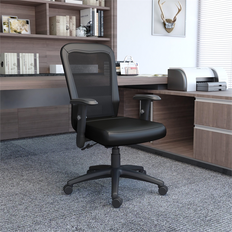 Scranton & Co Mesh Fabric Adjustable Armrest Task Office Chair in Black