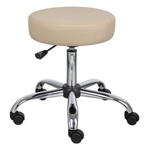 Scranton & Co 26.5&quot Transitional Fabric Armless Doctor's Stool in Beige/Black