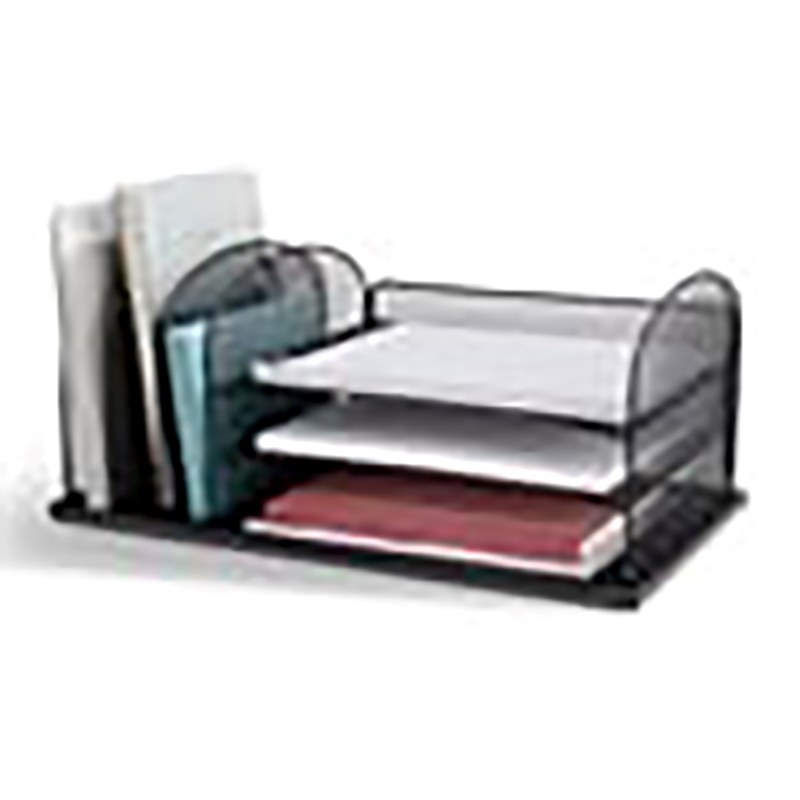 Scranton & Co Metal Mesh Desk Organizer with 3 Upright Sections in Black