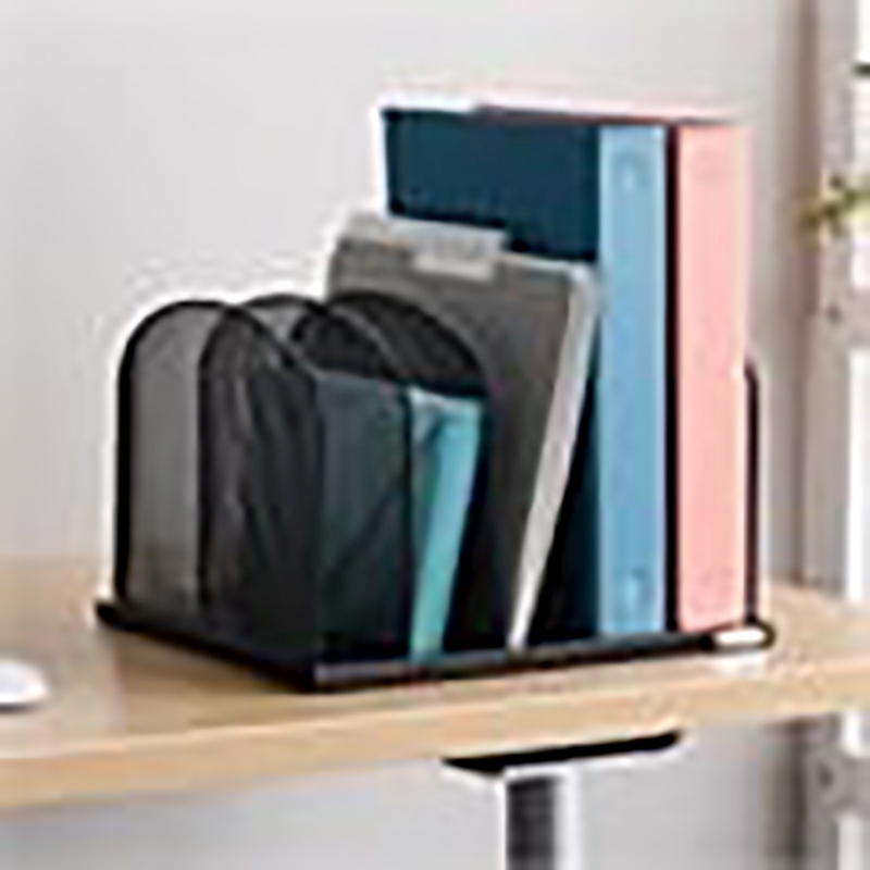 Scranton & Co Metal Mesh Desk Organizer with 5 Upright Sections in Black