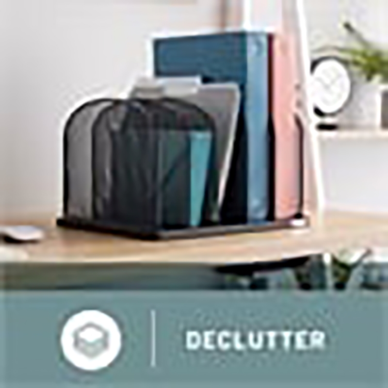 Scranton & Co Metal Mesh Desk Organizer with 5 Upright Sections in Black